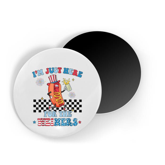 Hot Dog Im Just Here For The Wieners 4Th Of July Magnet