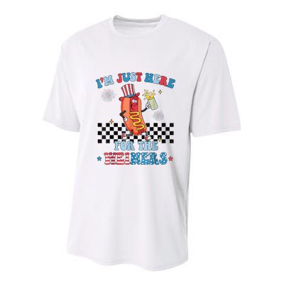 Hot Dog Im Just Here For The Wieners 4Th Of July Youth Performance Sprint T-Shirt