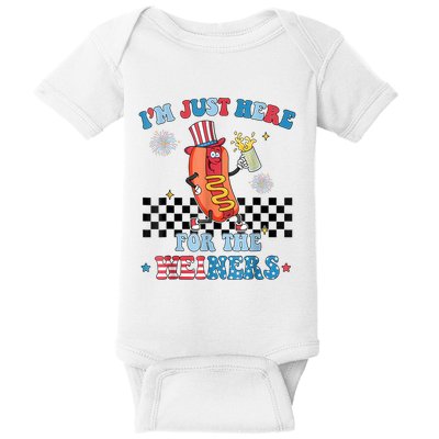 Hot Dog Im Just Here For The Wieners 4Th Of July Baby Bodysuit
