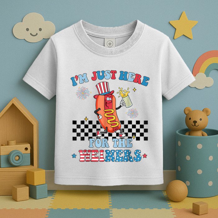 Hot Dog Im Just Here For The Wieners 4Th Of July Toddler T-Shirt