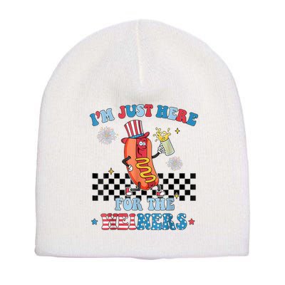 Hot Dog Im Just Here For The Wieners 4Th Of July Short Acrylic Beanie