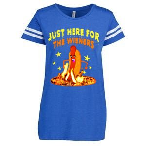 Hot Dog I'm Just Here For The Wieners 4Th Of July Enza Ladies Jersey Football T-Shirt