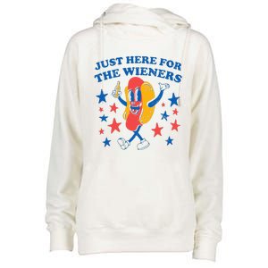 Hot Dog Im Just Here For The Wieners 4Th Of July Womens Funnel Neck Pullover Hood