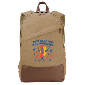 Hot Dog Im Just Here For The Wieners 4Th Of July Cotton Canvas Backpack