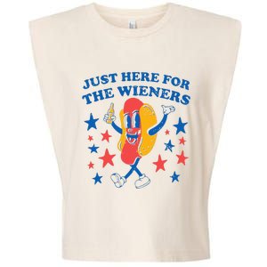 Hot Dog Im Just Here For The Wieners 4Th Of July Garment-Dyed Women's Muscle Tee