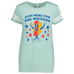 Hot Dog Im Just Here For The Wieners 4Th Of July Enza Ladies Jersey Football T-Shirt