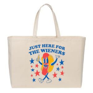 Hot Dog Im Just Here For The Wieners 4Th Of July Cotton Canvas Jumbo Tote