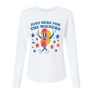 Hot Dog Im Just Here For The Wieners 4Th Of July Womens Cotton Relaxed Long Sleeve T-Shirt