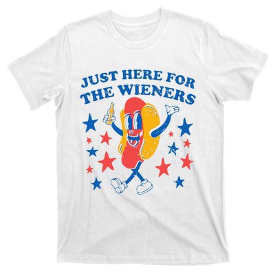 Hot Dog Im Just Here For The Wieners 4Th Of July T-Shirt