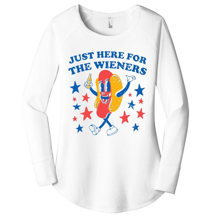 Hot Dog Im Just Here For The Wieners 4Th Of July Women's Perfect Tri Tunic Long Sleeve Shirt