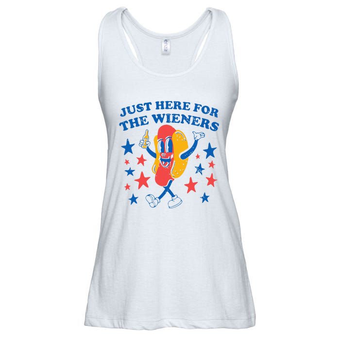 Hot Dog Im Just Here For The Wieners 4Th Of July Ladies Essential Flowy Tank