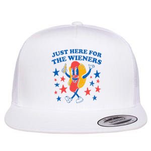 Hot Dog Im Just Here For The Wieners 4Th Of July Flat Bill Trucker Hat