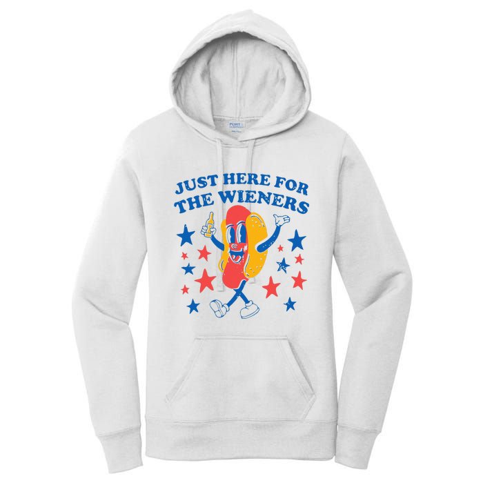 Hot Dog Im Just Here For The Wieners 4Th Of July Women's Pullover Hoodie