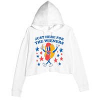 Hot Dog Im Just Here For The Wieners 4Th Of July Crop Fleece Hoodie