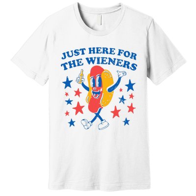 Hot Dog Im Just Here For The Wieners 4Th Of July Premium T-Shirt