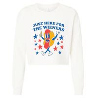 Hot Dog Im Just Here For The Wieners 4Th Of July Cropped Pullover Crew