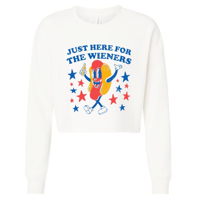 Hot Dog Im Just Here For The Wieners 4Th Of July Cropped Pullover Crew