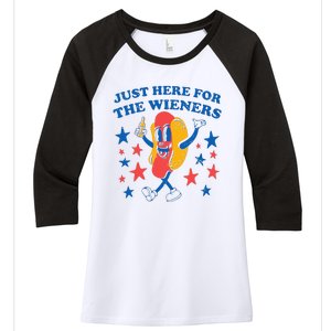 Hot Dog Im Just Here For The Wieners 4Th Of July Women's Tri-Blend 3/4-Sleeve Raglan Shirt