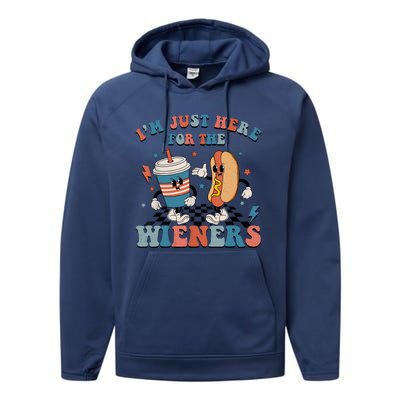 Hot Dog Im Just Here For The Wieners 4Th Of July Men Women Performance Fleece Hoodie