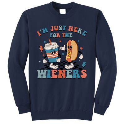 Hot Dog Im Just Here For The Wieners 4Th Of July Men Women Tall Sweatshirt