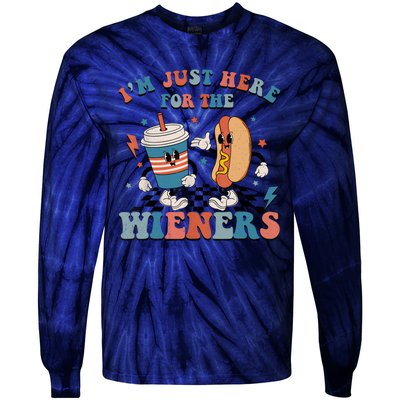 Hot Dog Im Just Here For The Wieners 4Th Of July Men Women Tie-Dye Long Sleeve Shirt