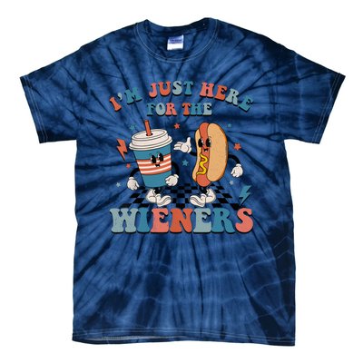 Hot Dog Im Just Here For The Wieners 4Th Of July Men Women Tie-Dye T-Shirt