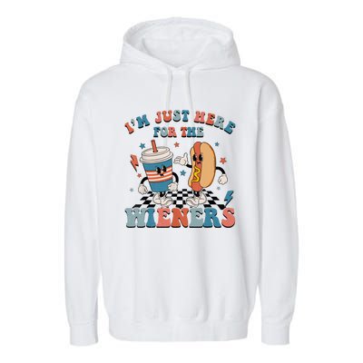 Hot Dog Im Just Here For The Wieners 4Th Of July Men Women Garment-Dyed Fleece Hoodie