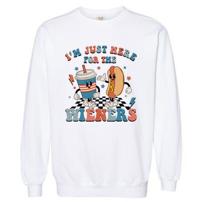 Hot Dog Im Just Here For The Wieners 4Th Of July Men Women Garment-Dyed Sweatshirt