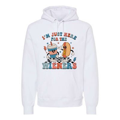 Hot Dog Im Just Here For The Wieners 4Th Of July Men Women Premium Hoodie