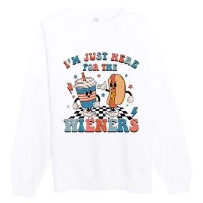 Hot Dog Im Just Here For The Wieners 4Th Of July Men Women Premium Crewneck Sweatshirt