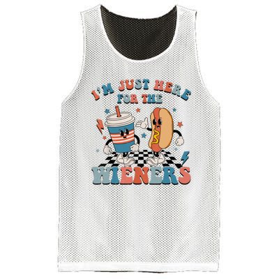 Hot Dog Im Just Here For The Wieners 4Th Of July Men Women Mesh Reversible Basketball Jersey Tank