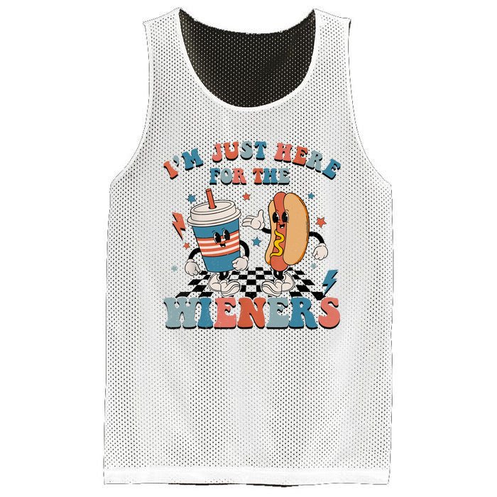 Hot Dog Im Just Here For The Wieners 4Th Of July Men Women Mesh Reversible Basketball Jersey Tank