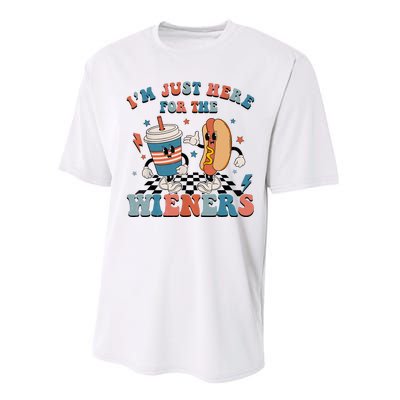 Hot Dog Im Just Here For The Wieners 4Th Of July Men Women Performance Sprint T-Shirt