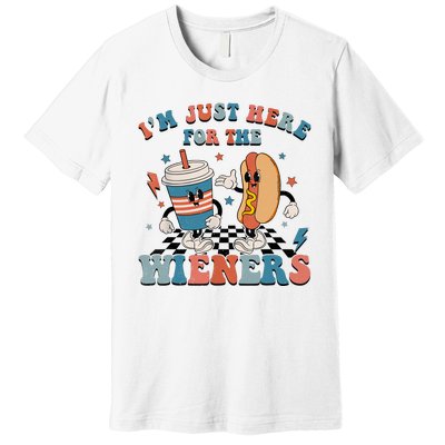 Hot Dog Im Just Here For The Wieners 4Th Of July Men Women Premium T-Shirt