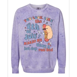 Hot Dog Im Just Here For The Wieners 4Th Of July Men Women Colorblast Crewneck Sweatshirt