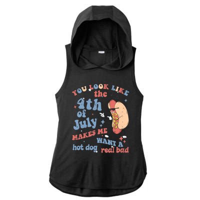 Hot Dog Im Just Here For The Wieners 4Th Of July Men Women Ladies PosiCharge Tri-Blend Wicking Draft Hoodie Tank