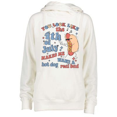 Hot Dog Im Just Here For The Wieners 4Th Of July Men Women Womens Funnel Neck Pullover Hood