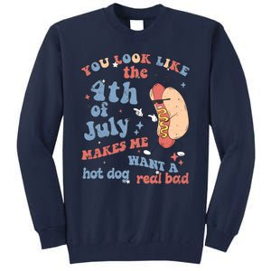 Hot Dog Im Just Here For The Wieners 4Th Of July Men Women Tall Sweatshirt