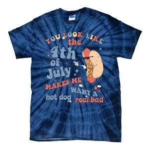 Hot Dog Im Just Here For The Wieners 4Th Of July Men Women Tie-Dye T-Shirt