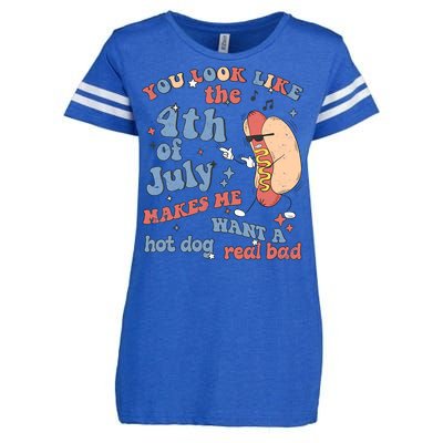 Hot Dog Im Just Here For The Wieners 4Th Of July Men Women Enza Ladies Jersey Football T-Shirt