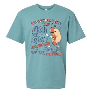 Hot Dog Im Just Here For The Wieners 4Th Of July Men Women Sueded Cloud Jersey T-Shirt