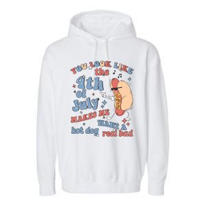 Hot Dog Im Just Here For The Wieners 4Th Of July Men Women Garment-Dyed Fleece Hoodie