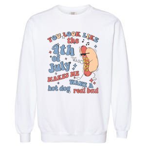 Hot Dog Im Just Here For The Wieners 4Th Of July Men Women Garment-Dyed Sweatshirt