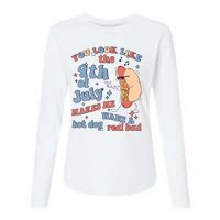 Hot Dog Im Just Here For The Wieners 4Th Of July Men Women Womens Cotton Relaxed Long Sleeve T-Shirt