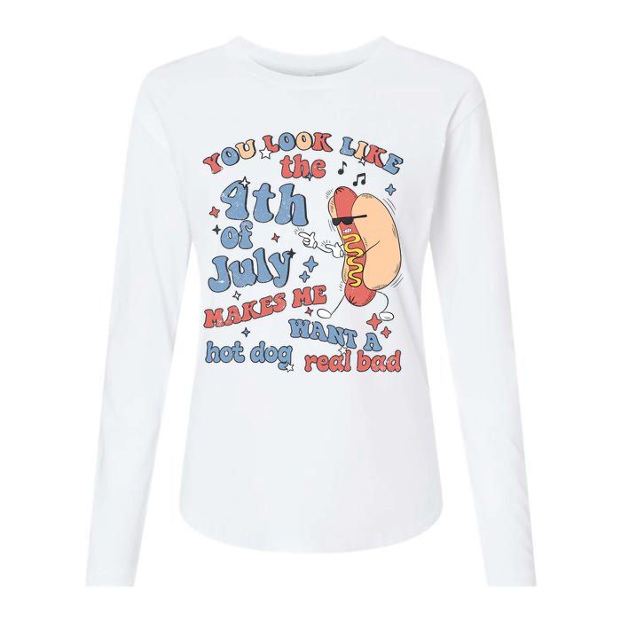 Hot Dog Im Just Here For The Wieners 4Th Of July Men Women Womens Cotton Relaxed Long Sleeve T-Shirt