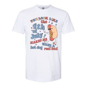 Hot Dog Im Just Here For The Wieners 4Th Of July Men Women Softstyle CVC T-Shirt