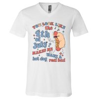 Hot Dog Im Just Here For The Wieners 4Th Of July Men Women V-Neck T-Shirt