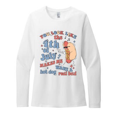 Hot Dog Im Just Here For The Wieners 4Th Of July Men Women Womens CVC Long Sleeve Shirt