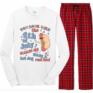 Hot Dog Im Just Here For The Wieners 4Th Of July Men Women Long Sleeve Pajama Set