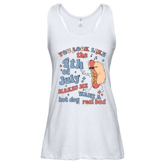 Hot Dog Im Just Here For The Wieners 4Th Of July Men Women Ladies Essential Flowy Tank